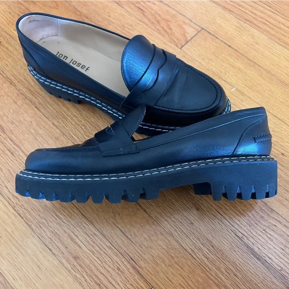 Chic Jon Josef Black Leather Loafers size 38 - Picture 8 of 13